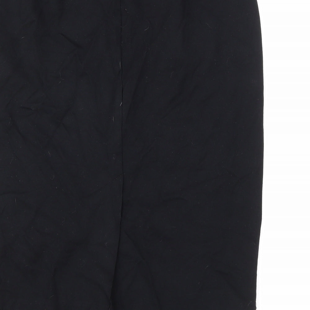 Marks and Spencer Womens Black Polyester Straight & Pencil Skirt Size 12 Zip - Lace Trim