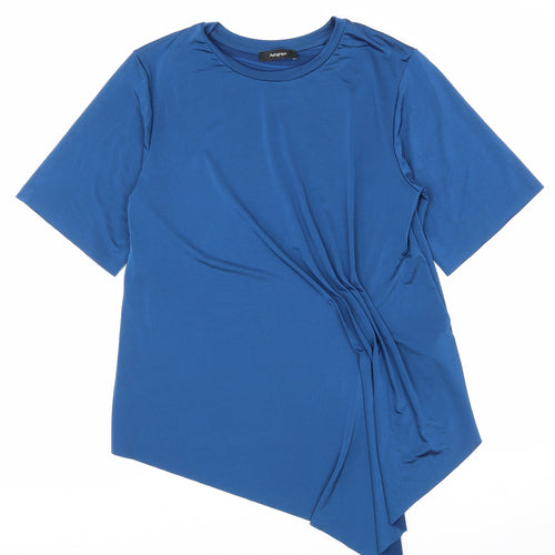 Marks and Spencer Womens Blue Polyester Basic T-Shirt Size 8 Round Neck