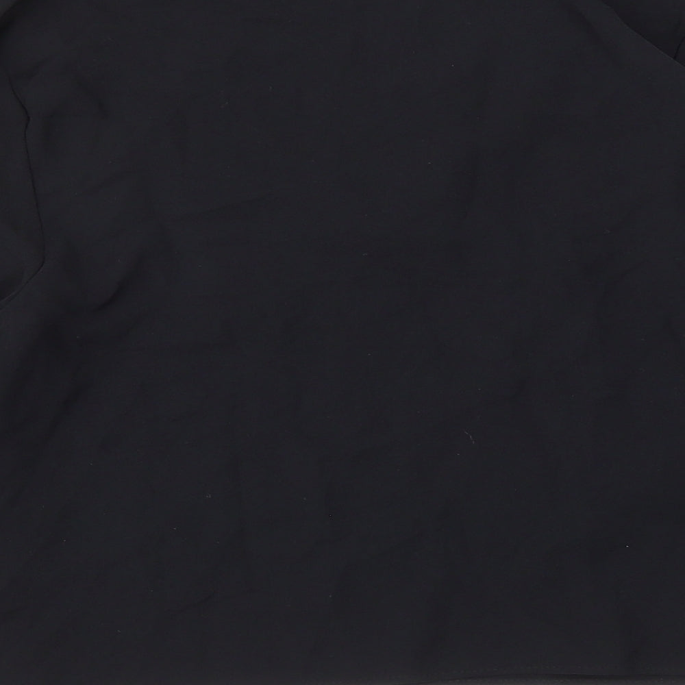 Zara Womens Black Polyester Basic Blouse Size 12 Collared