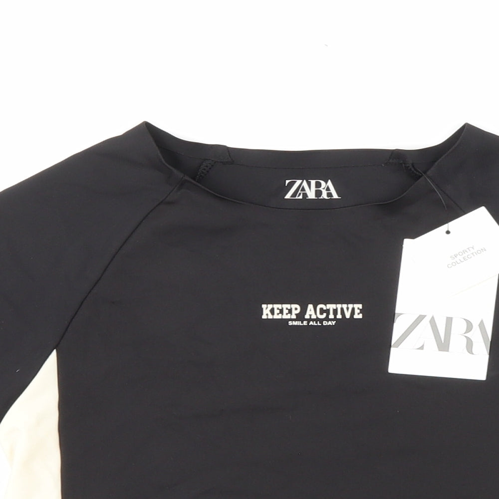 Zara Girls Multicoloured Colourblock Polyester Basic T-Shirt Size 13-14 Years Round Neck Pullover - Keep Active