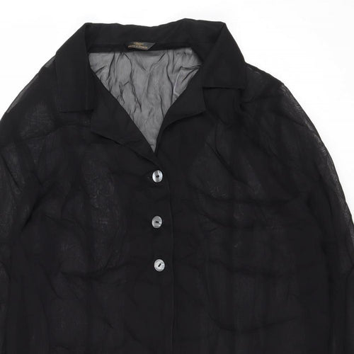 Marks and Spencer Womens Black Viscose Tunic Button-Up Size 20 Collared