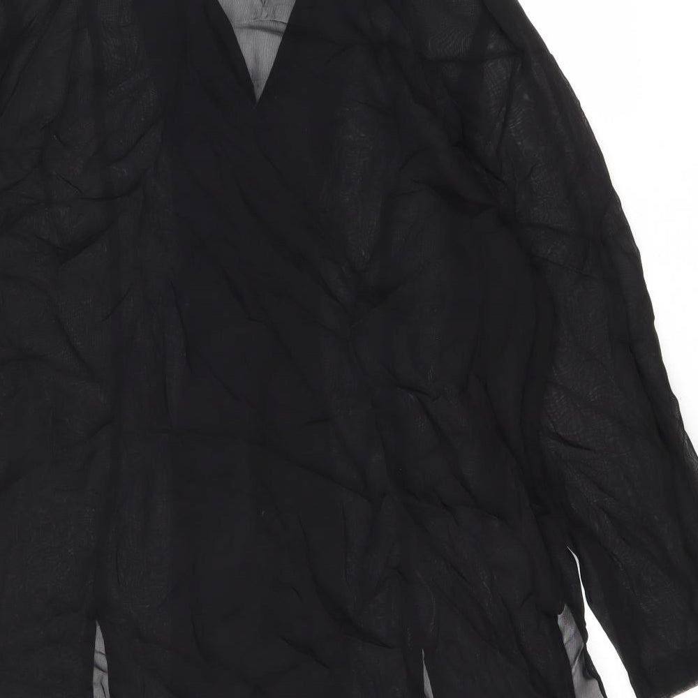 Marks and Spencer Womens Black Viscose Tunic Button-Up Size 20 Collared