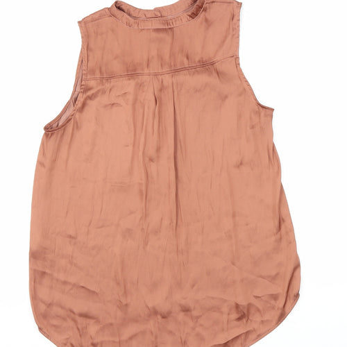 H&M Womens Brown Polyester Basic Blouse Size 8 Round Neck