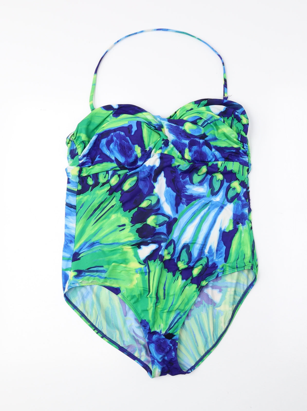 Marks and Spencer Womens Blue Geometric Polyester One Piece Size 16