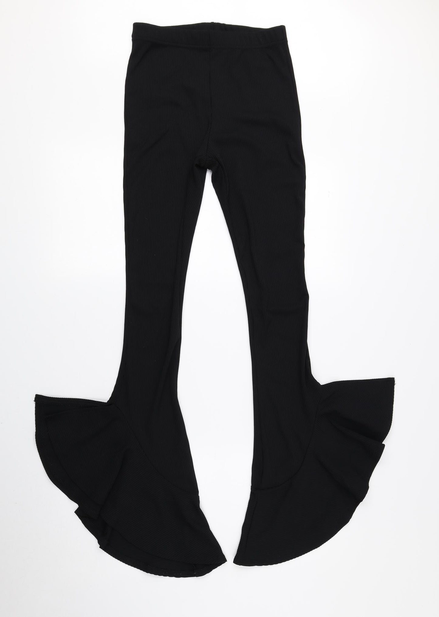 Topshop Womens Black Polyester Jegging Leggings Size 8 L31 in - Flared Bottom