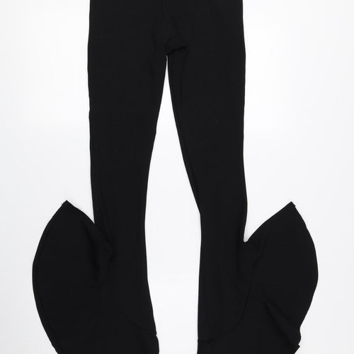 Topshop Womens Black Polyester Jegging Leggings Size 8 L31 in - Flared Bottom