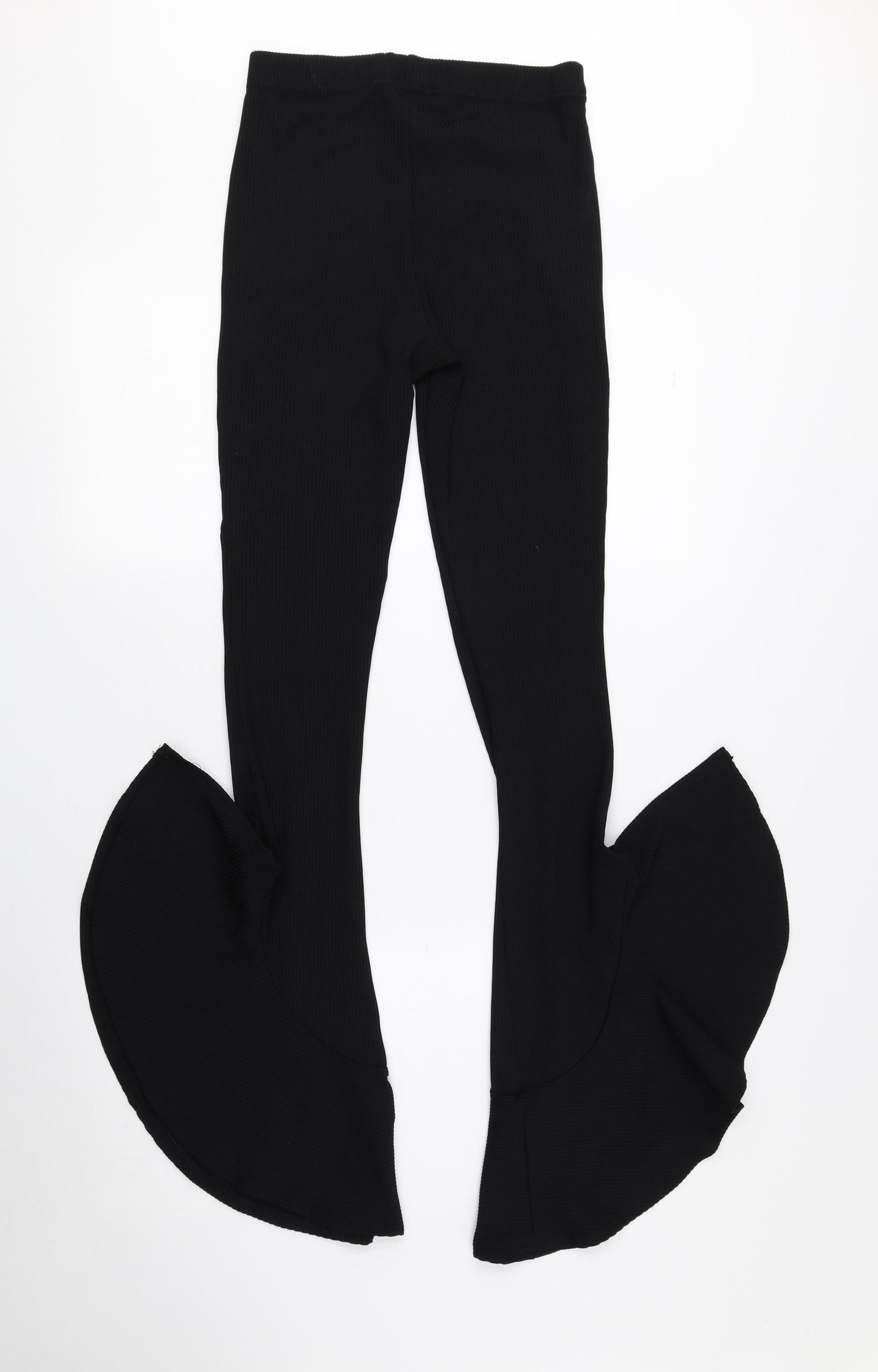 Topshop Womens Black Polyester Jegging Leggings Size 8 L31 in - Flared Bottom