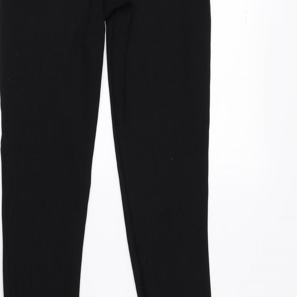 Topshop Womens Black Polyester Jegging Leggings Size 8 L31 in - Flared Bottom