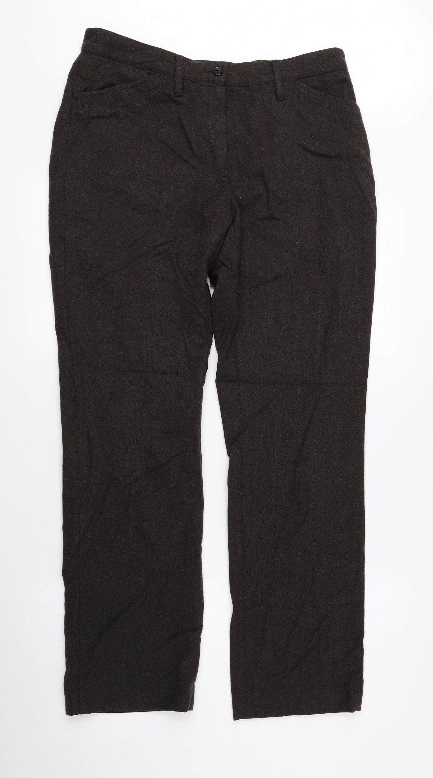 BRAX Womens Brown Wool Carrot Trousers Size 12 L28.5 in Regular Zip