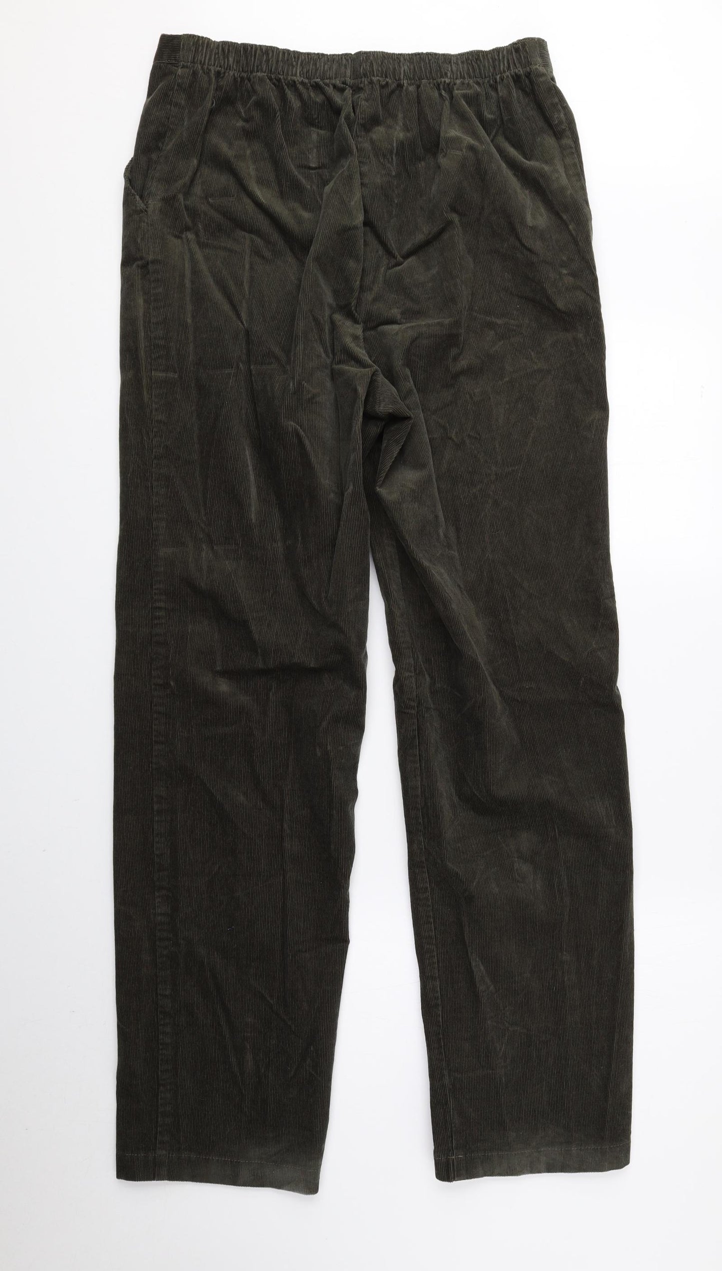 Marks and Spencer Womens Green Cotton Trousers Size 12 L30 in Regular