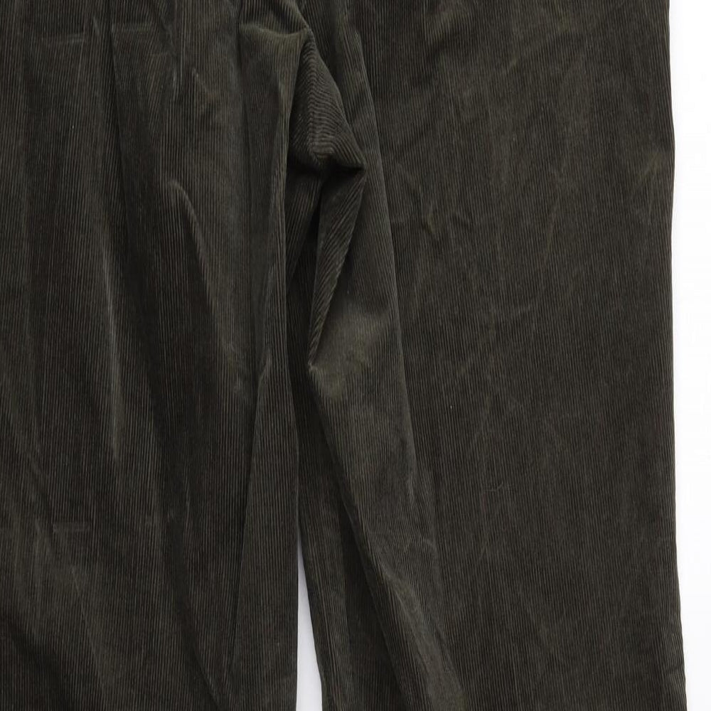 Marks and Spencer Womens Green Cotton Trousers Size 12 L30 in Regular