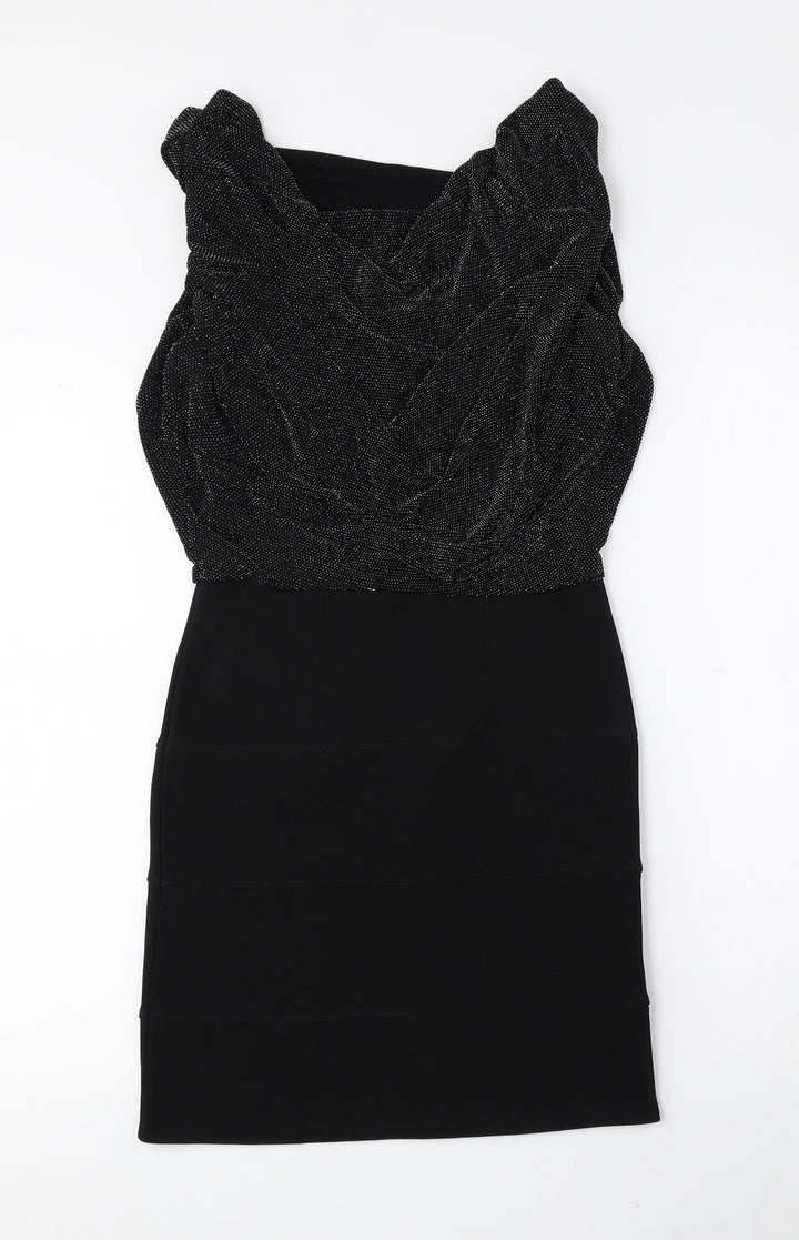 Urban Bliss Womens Black Nylon Bodycon Size 8 Cowl Neck Pullover