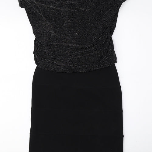 Urban Bliss Womens Black Nylon Bodycon Size 8 Cowl Neck Pullover