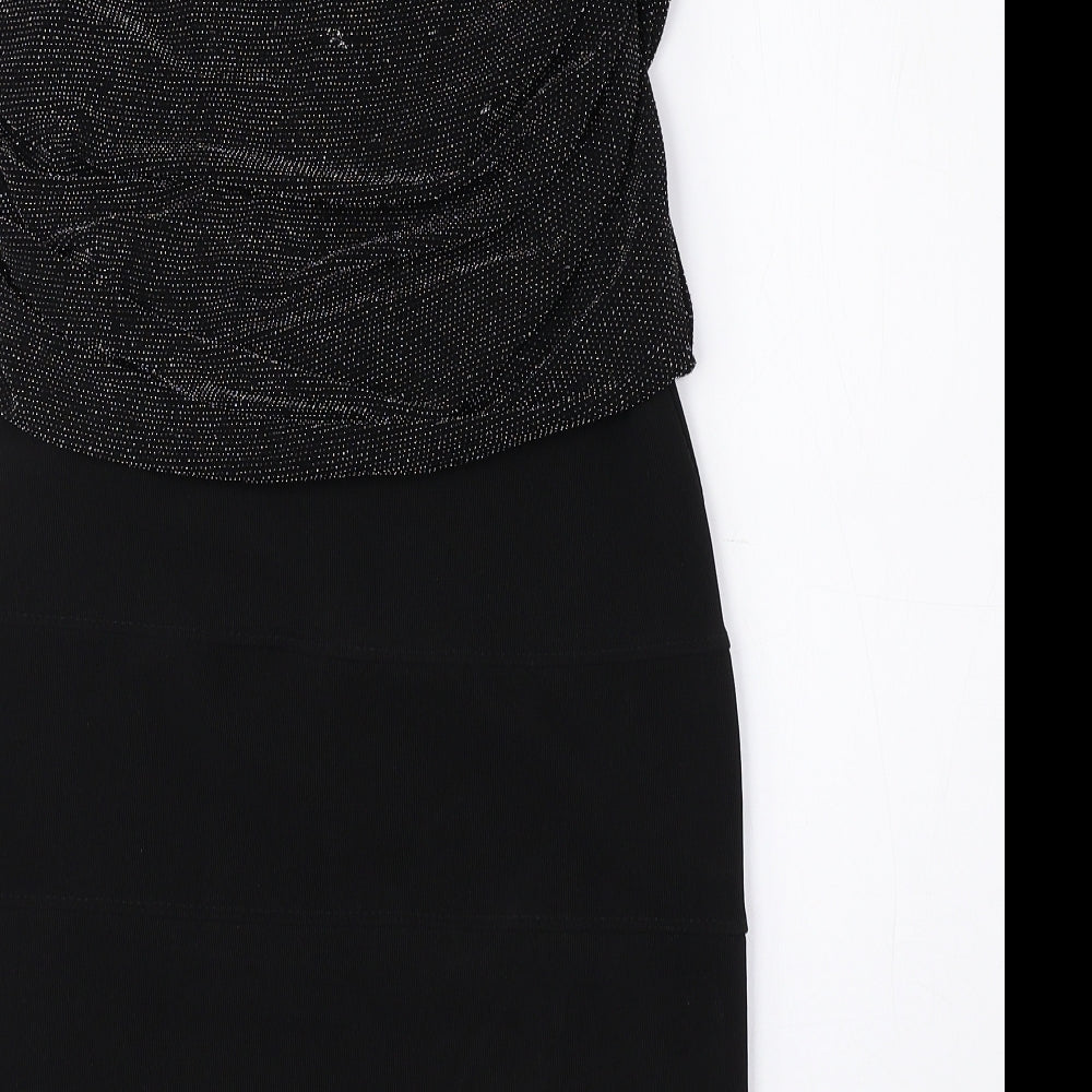 Urban Bliss Womens Black Nylon Bodycon Size 8 Cowl Neck Pullover