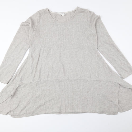 Apricot Womens Beige Round Neck Viscose Pullover Jumper Size M - Ribbed