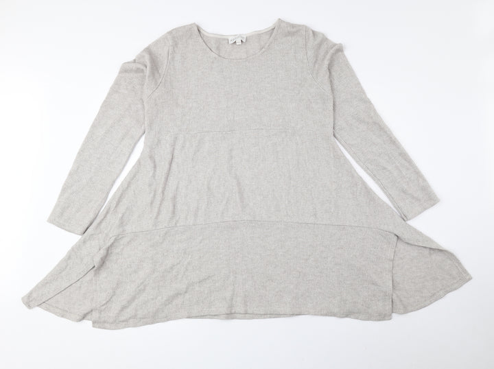 Apricot Womens Beige Round Neck Viscose Pullover Jumper Size M - Ribbed