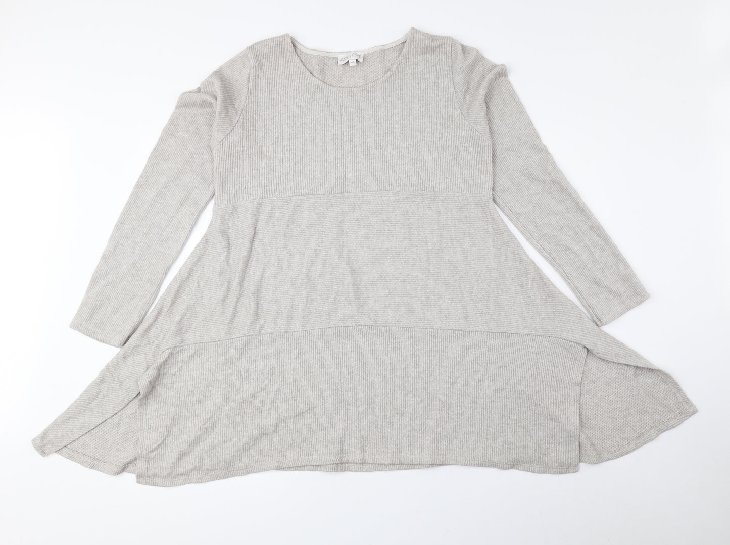 Apricot Womens Beige Round Neck Viscose Pullover Jumper Size M - Ribbed