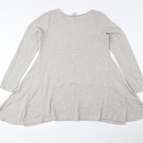 Apricot Womens Beige Round Neck Viscose Pullover Jumper Size M - Ribbed