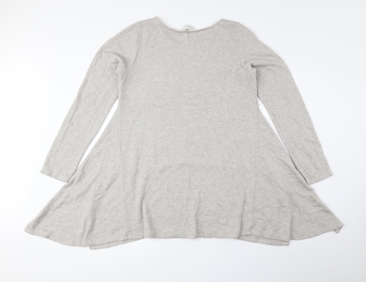 Apricot Womens Beige Round Neck Viscose Pullover Jumper Size M - Ribbed