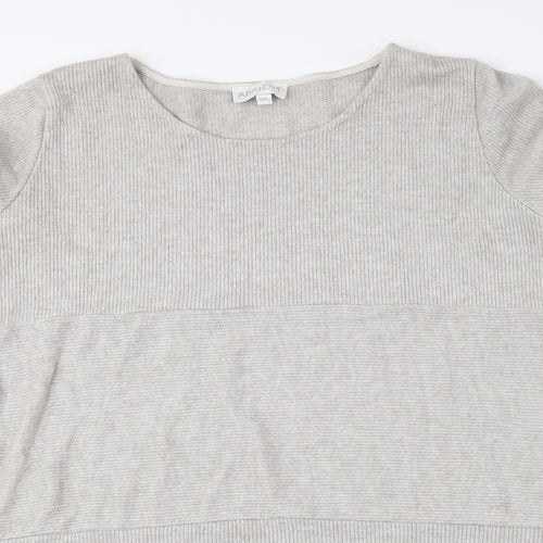 Apricot Womens Beige Round Neck Viscose Pullover Jumper Size M - Ribbed