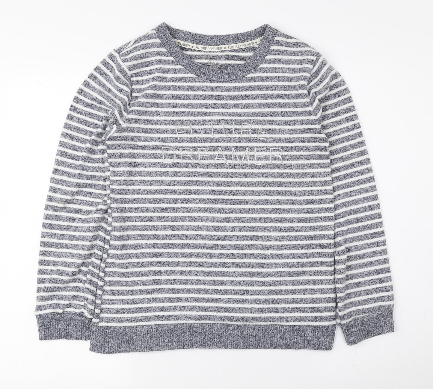 Love to Lounge Womens Blue Round Neck Striped Polyester Pullover Jumper Size XS - Future Dreamer