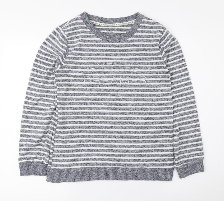 Love to Lounge Womens Blue Round Neck Striped Polyester Pullover Jumper Size XS - Future Dreamer