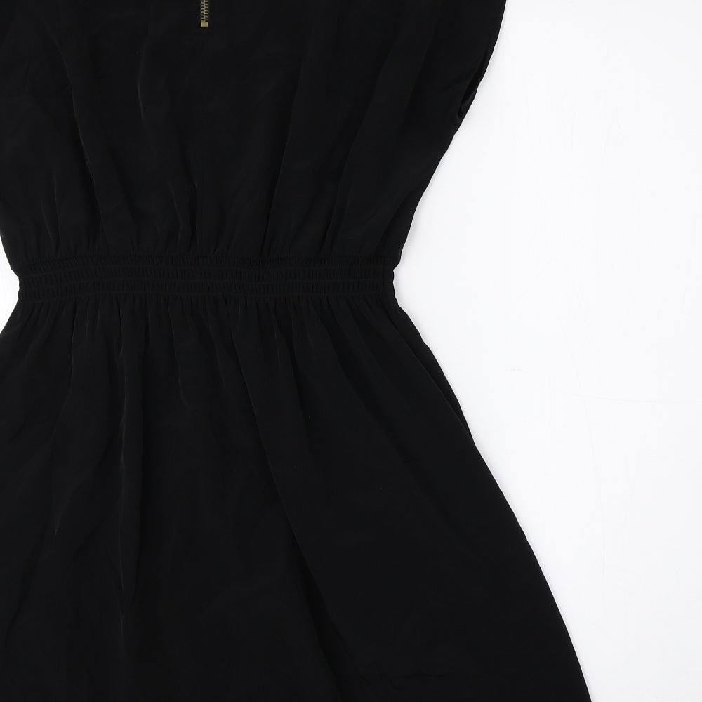 New Look Womens Black Polyester Fit & Flare Size 14 Boat Neck Zip