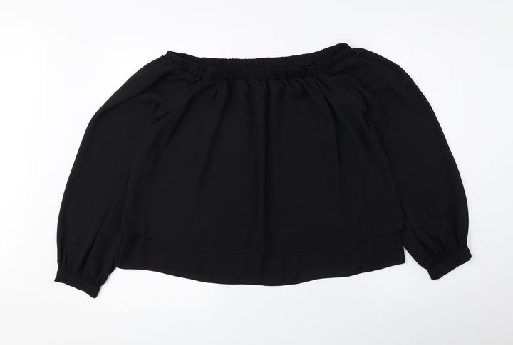 ASOS Womens Black Polyester Basic Blouse Size 12 Off the Shoulder