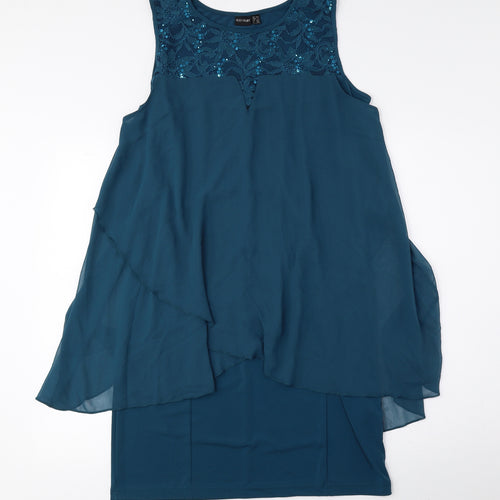 Body Flirt Womens Blue Polyester Sheath Size M Round Neck Pullover - Lace Detail