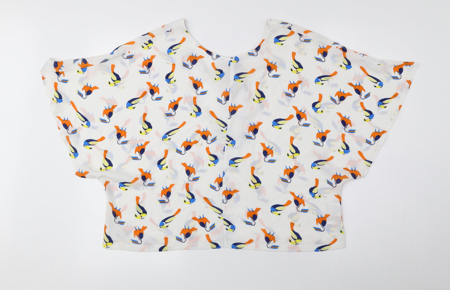 Anna Smith Womens Multicoloured Geometric Polyester Basic Blouse Size 10 Round Neck - Back Scoop