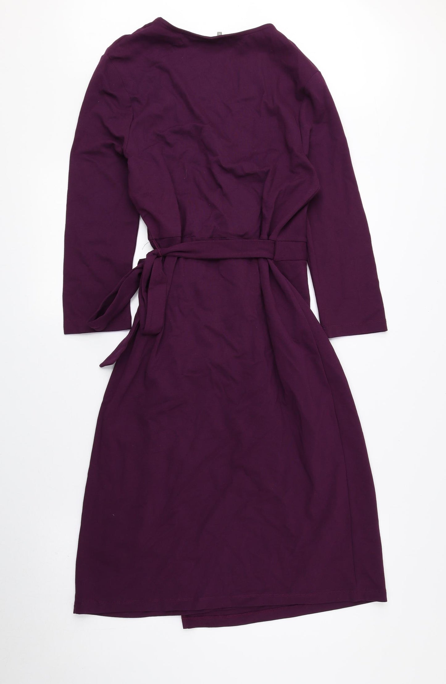 Jaeger Womens Purple Viscose Wrap Dress Size 10 V-Neck Tie