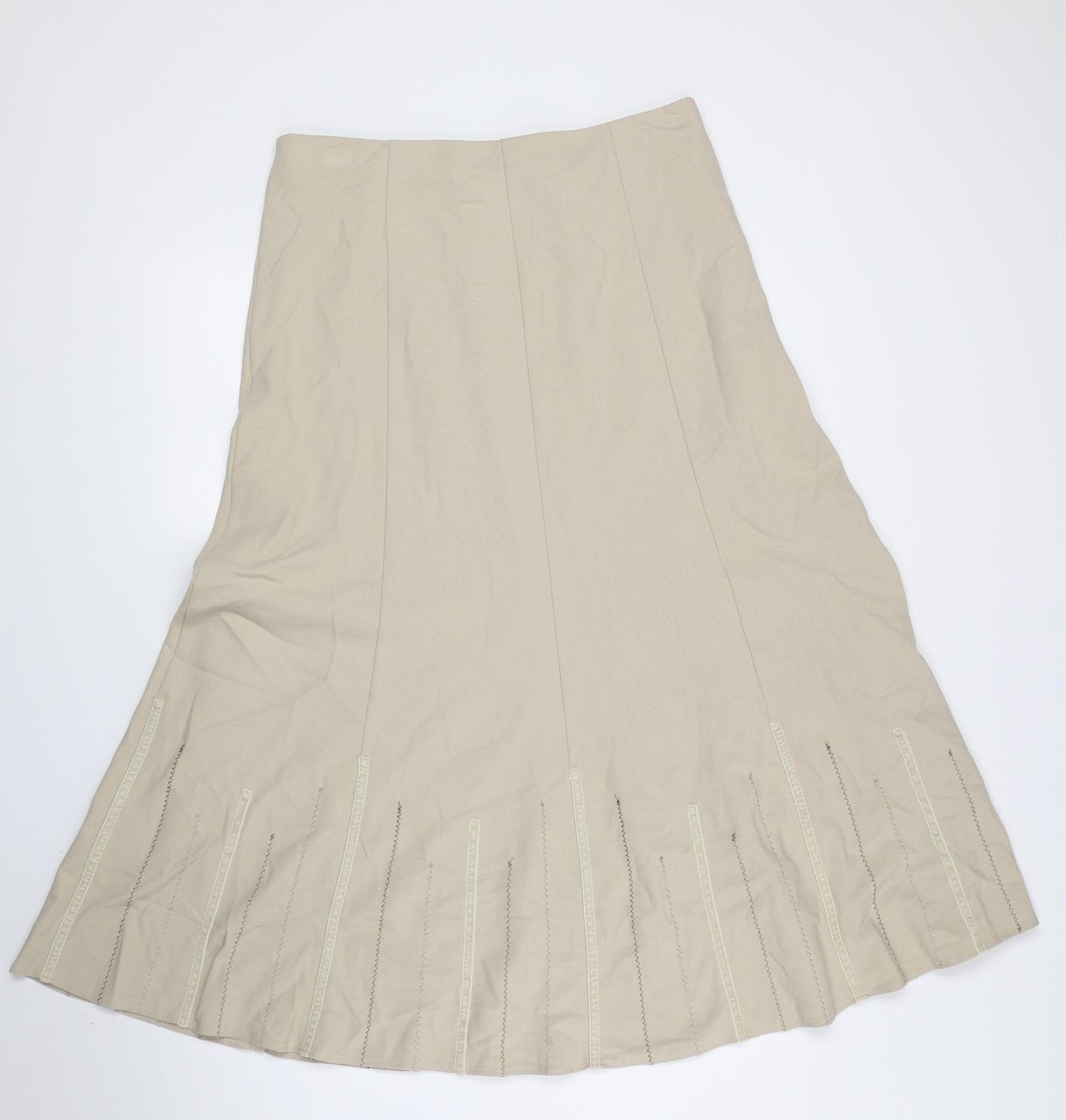 Marks and Spencer Womens Beige Polyester Flare Skirt Size 12