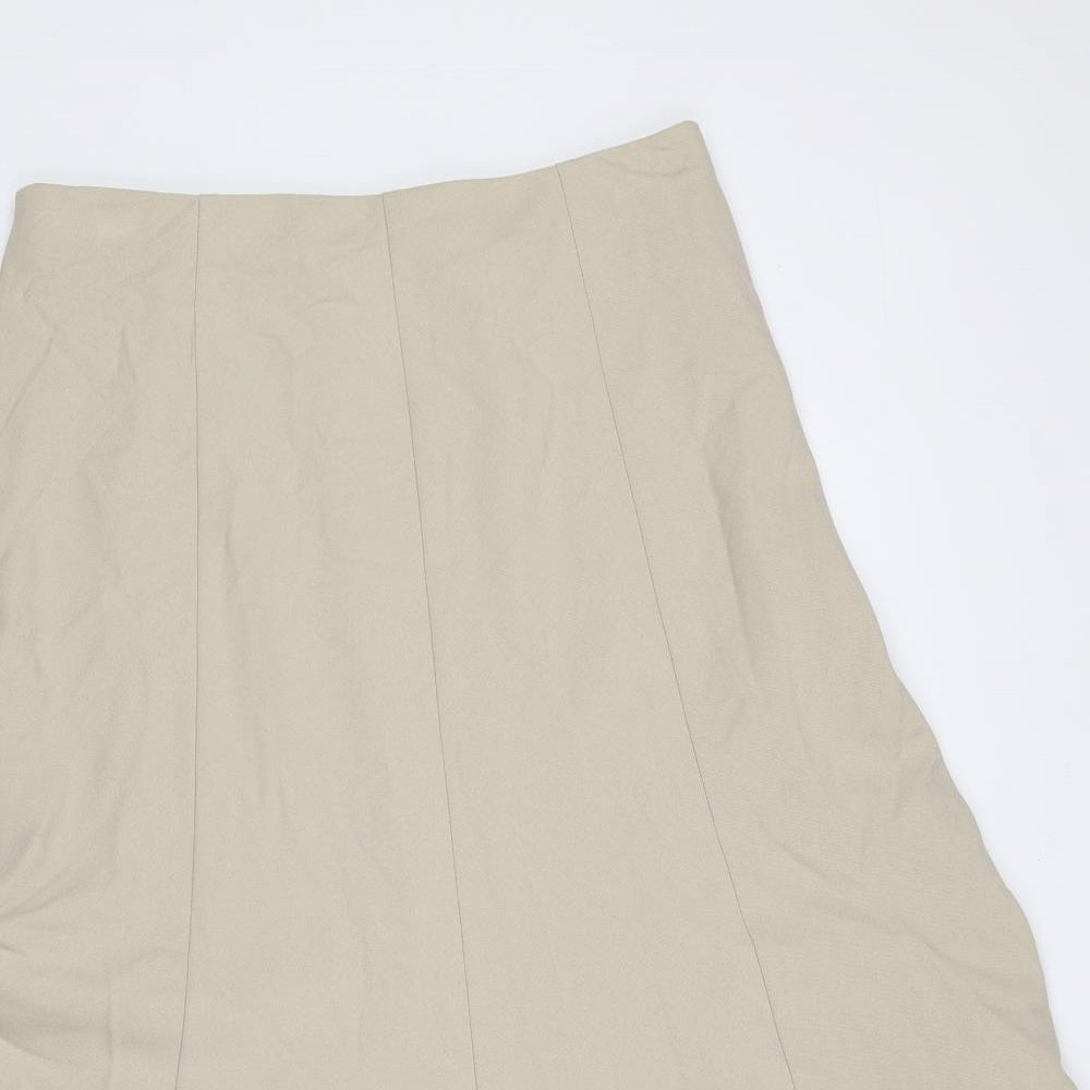 Marks and Spencer Womens Beige Polyester Flare Skirt Size 12