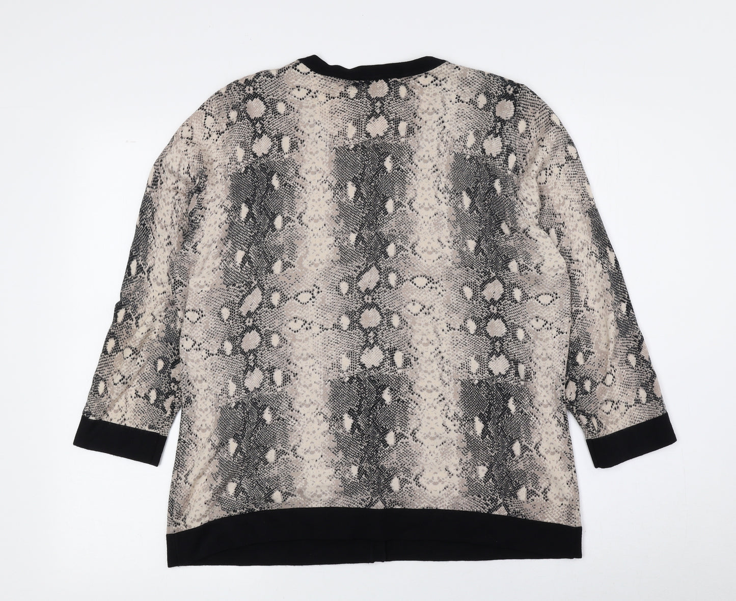 Principles Womens Beige Round Neck Animal Print Viscose Cardigan Jumper Size 16 - Snake Print