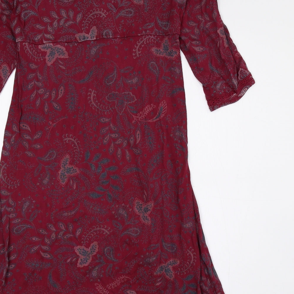 Fat Face Womens Pink Paisley Viscose Fit & Flare Size 12 V-Neck Pullover