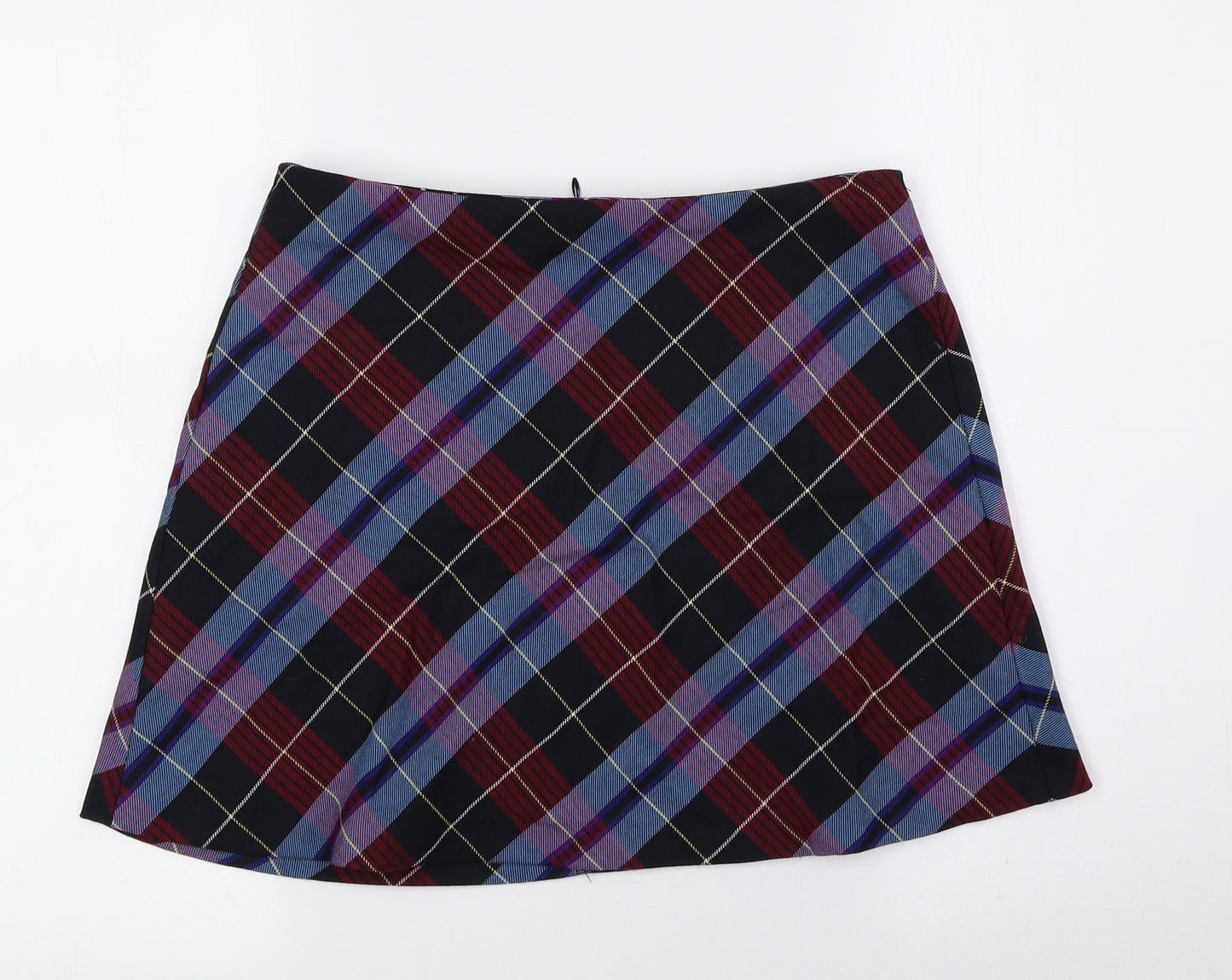 Zara Womens Multicoloured Plaid Polyester Mini Skirt Size M Zip