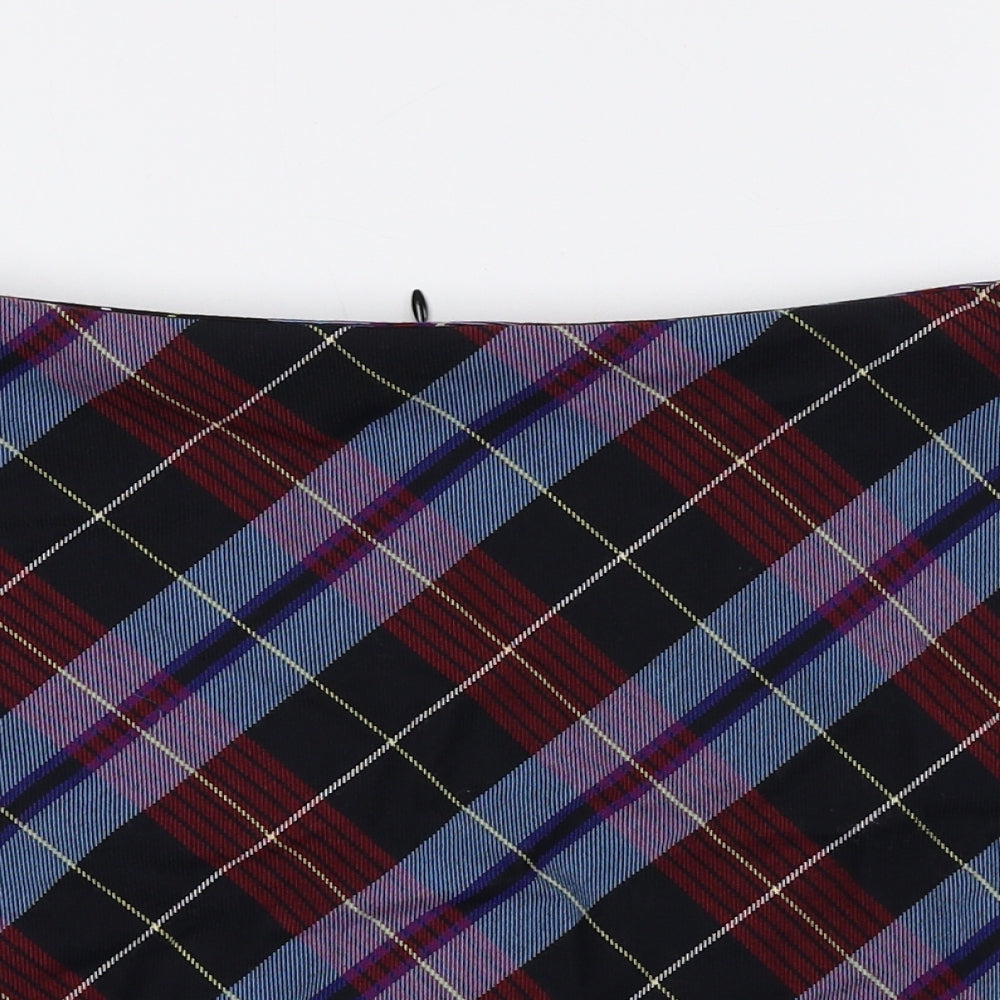 Zara Womens Multicoloured Plaid Polyester Mini Skirt Size M Zip