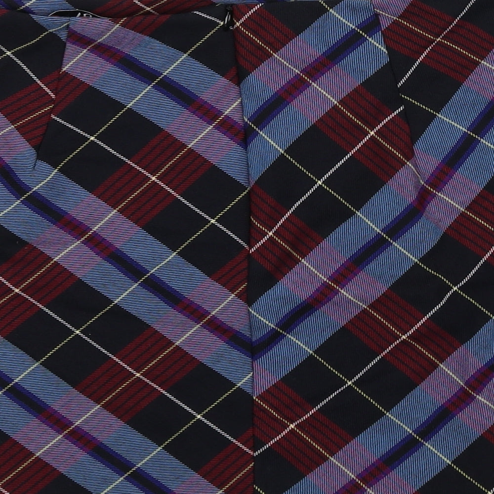 Zara Womens Multicoloured Plaid Polyester Mini Skirt Size M Zip