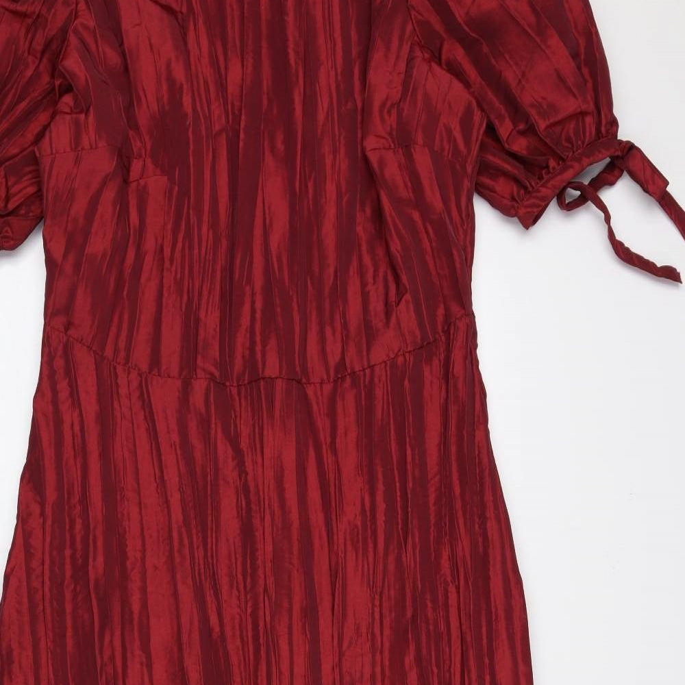 Finery Womens Red Polyester A-Line Size 14 Round Neck Zip