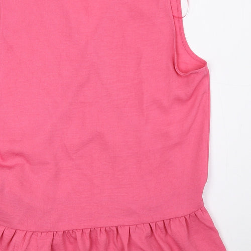 F&F Womens Pink Polyester Basic Blouse Size 8 V-Neck - Tie String