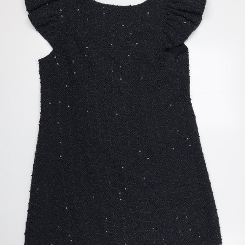 Yumi Womens Blue Acrylic A-Line Size M Round Neck Pullover