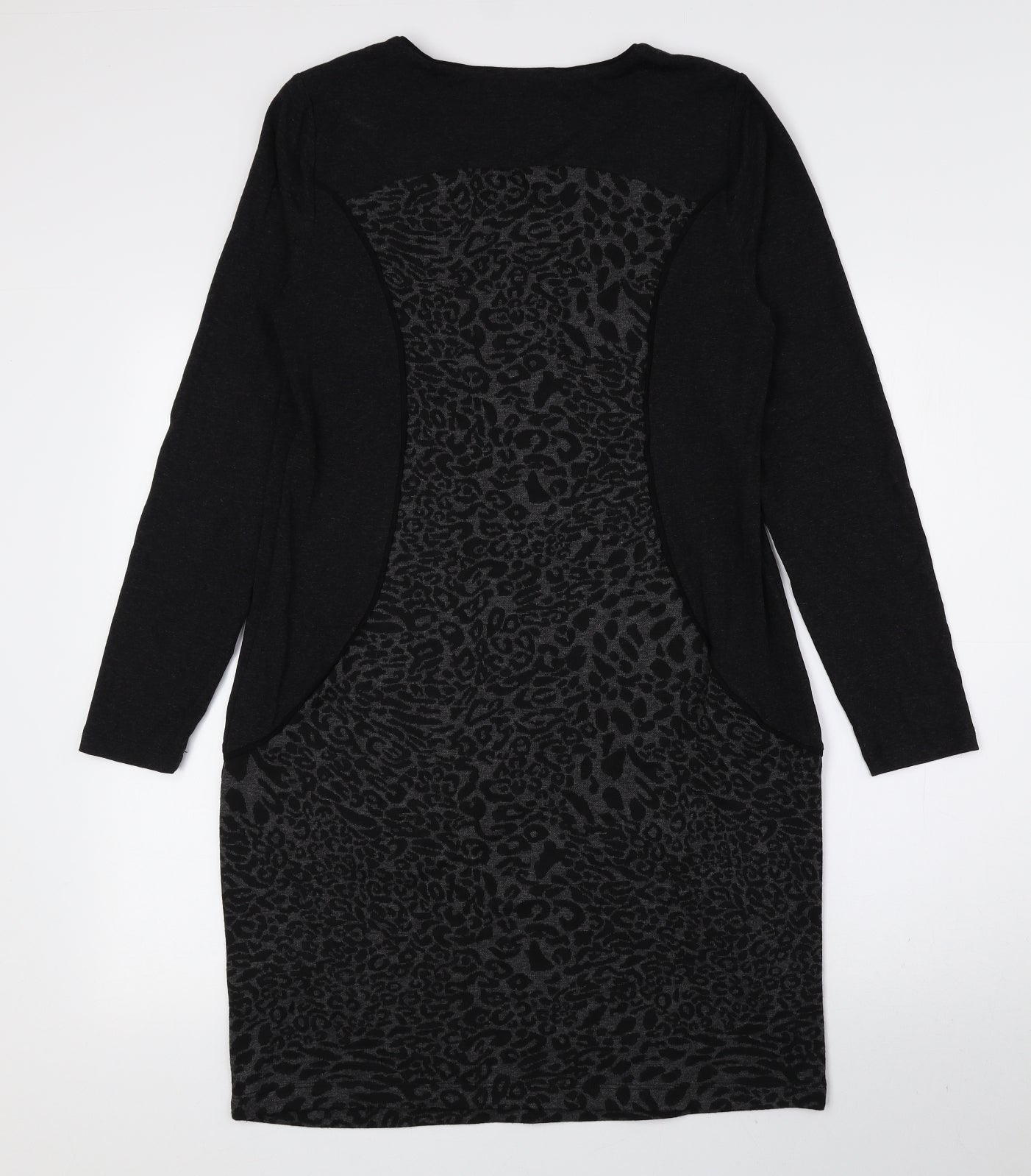 Yest Womens Grey Animal Print Polyester A-Line Size 10 Sweetheart Zip