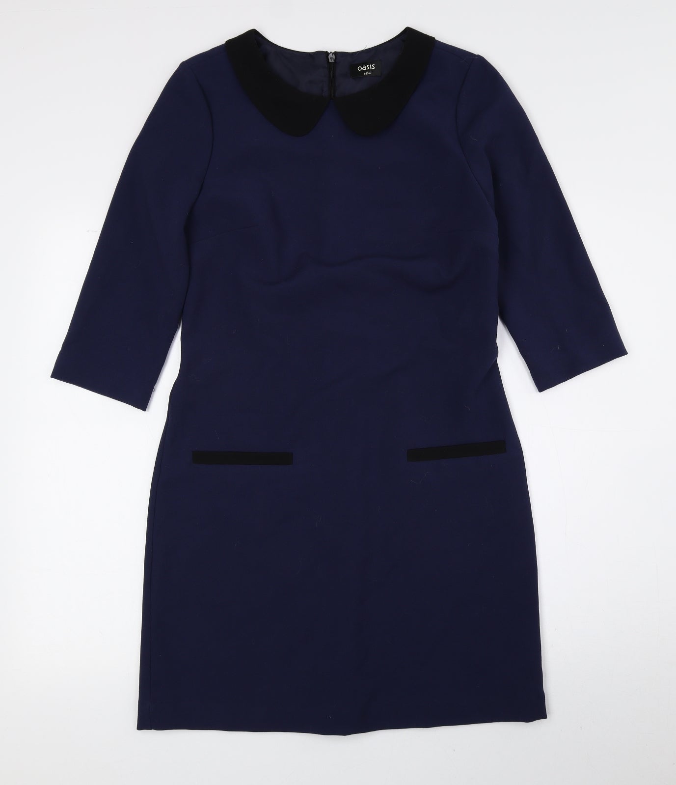 Oasis Womens Blue Polyester A-Line Size 8 Collared Zip
