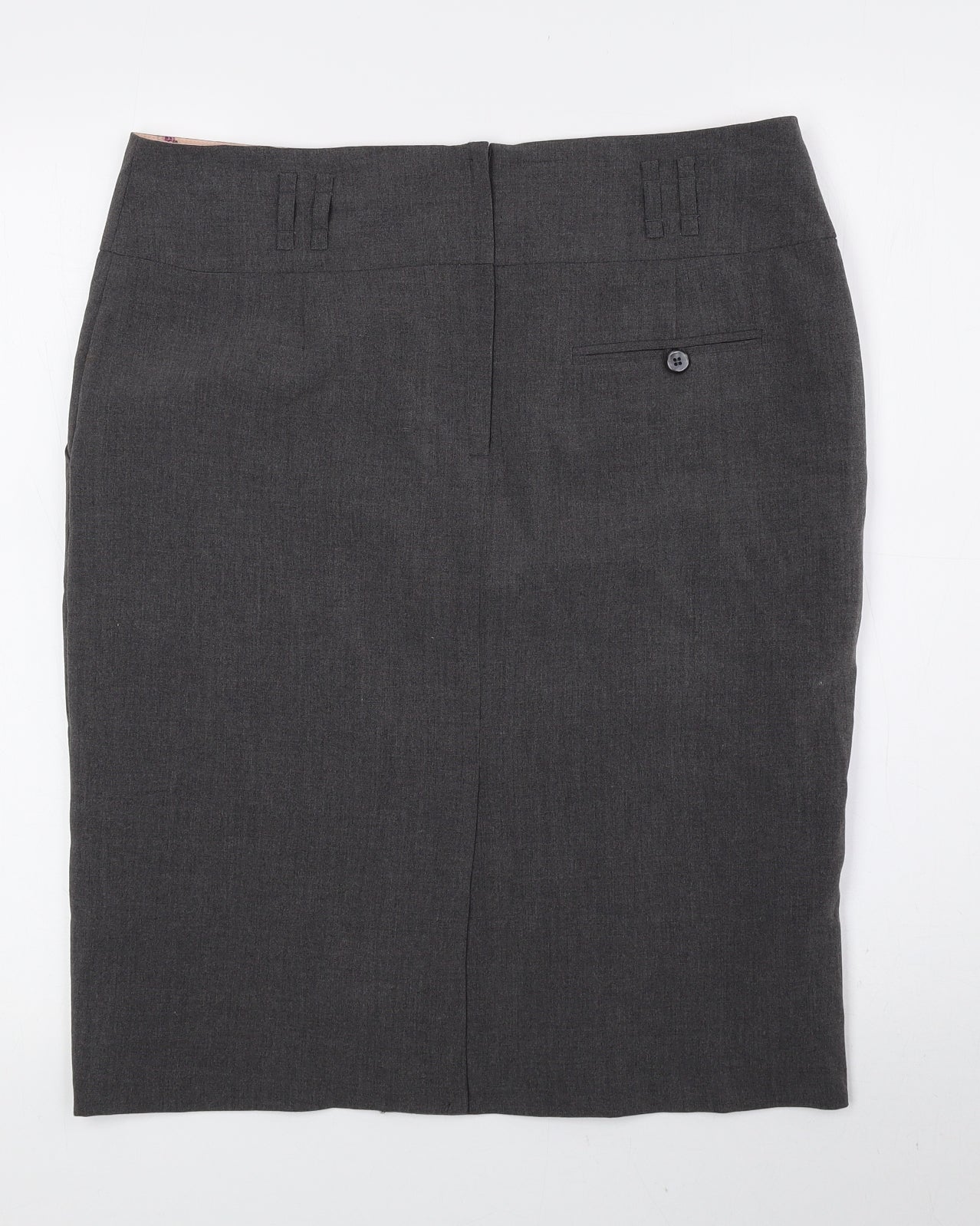 New Look Womens Grey Polyester Straight & Pencil Skirt Size 12 Zip
