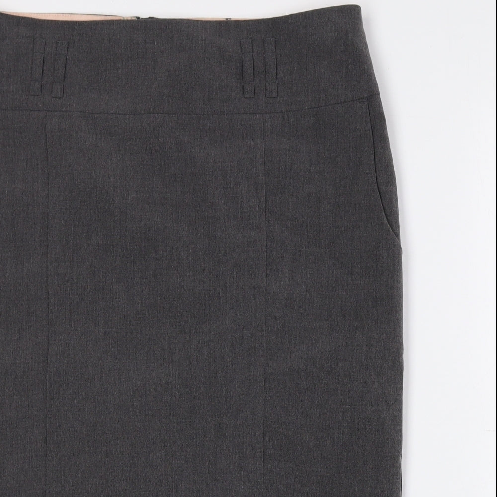 New Look Womens Grey Polyester Straight & Pencil Skirt Size 12 Zip