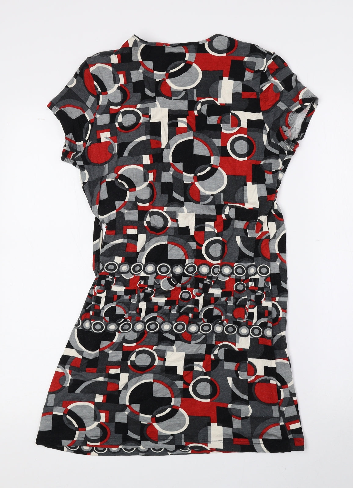 Autograph Womens Multicoloured Geometric Viscose Tunic Blouse Size 12 V-Neck - Tie String