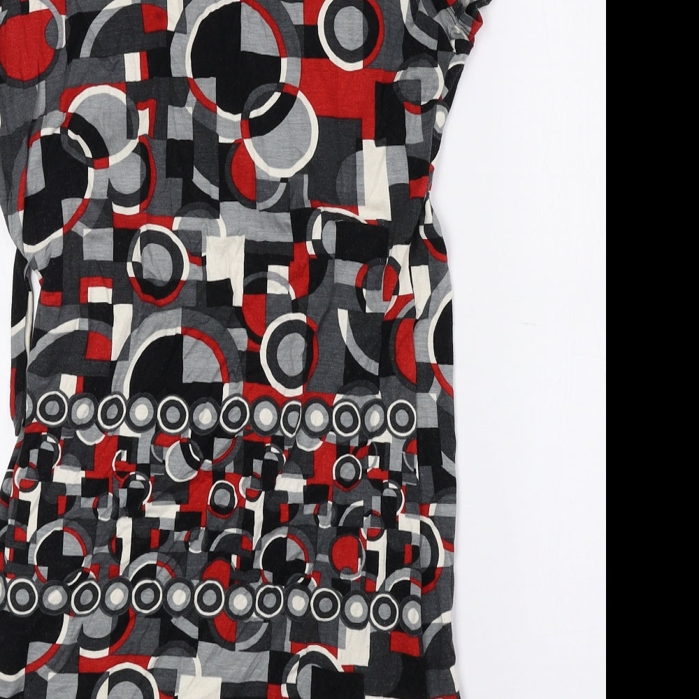 Autograph Womens Multicoloured Geometric Viscose Tunic Blouse Size 12 V-Neck - Tie String
