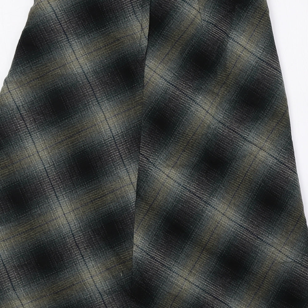 H&M Womens Green Plaid Acrylic Flare Skirt Size 6 Zip