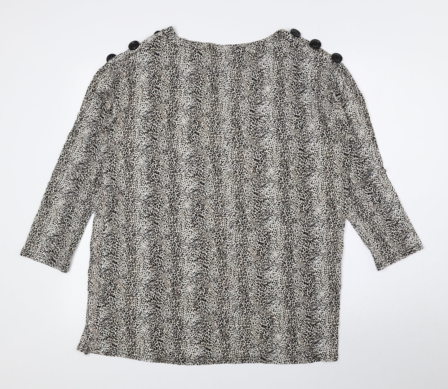Evans Womens Brown Animal Print Viscose Basic Blouse Size 16 Boat Neck - Cheetah Print