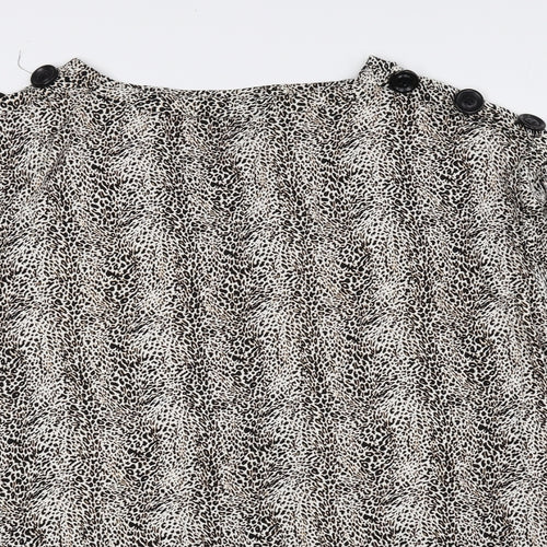 Evans Womens Brown Animal Print Viscose Basic Blouse Size 16 Boat Neck - Cheetah Print
